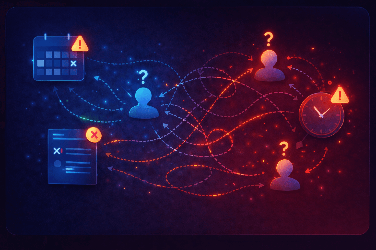Fluxo visual sobre organização operacional e processos